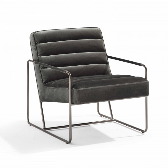 Fauteuil capitonné en velours et structure en bois FSC® | Oviala