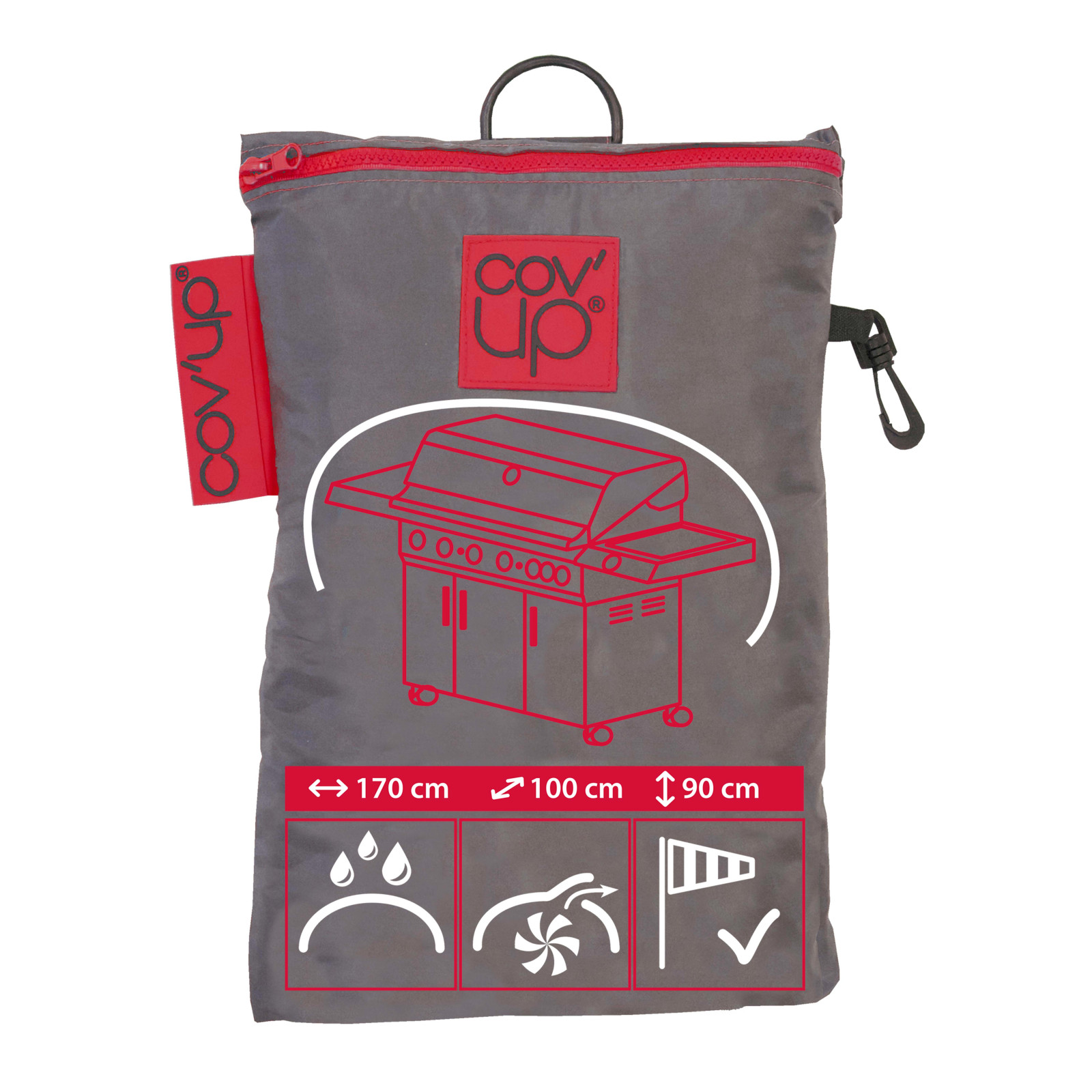 Housse barbecue rectangulaire 170 x 100 x 90 cm grise