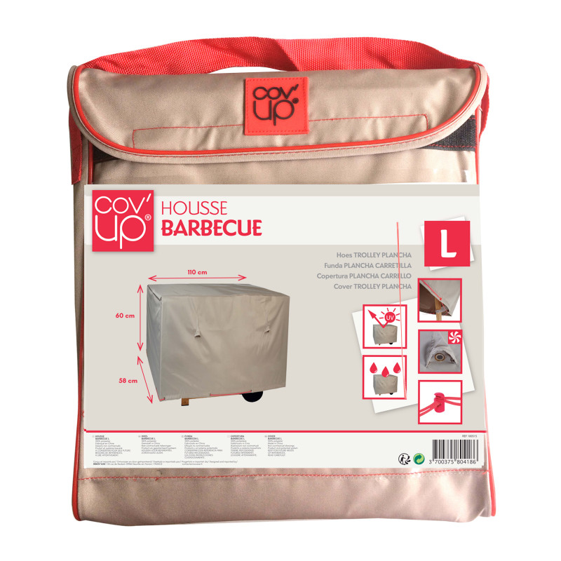 Housse barbecue rectangulaire 110 x 58 x 60 cm taupe