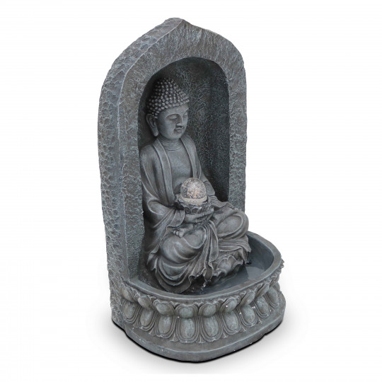 Fontaine en pierre reconstituée bouddha assis avec LED 31 x 27 x 59cm