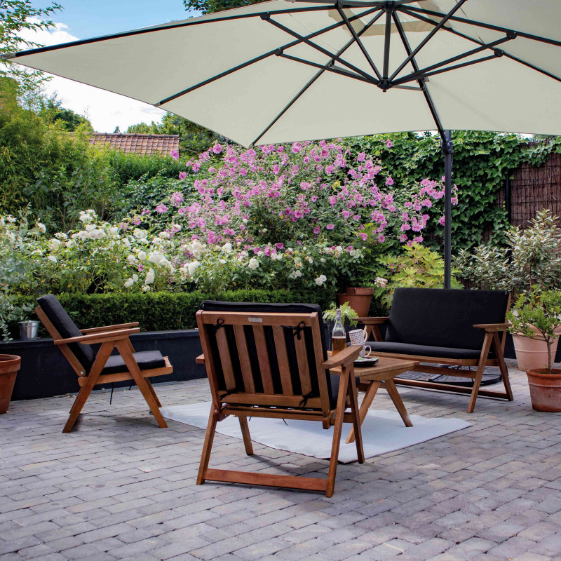 Salon de jardin pliant 4 places en bois d'eucalyptus