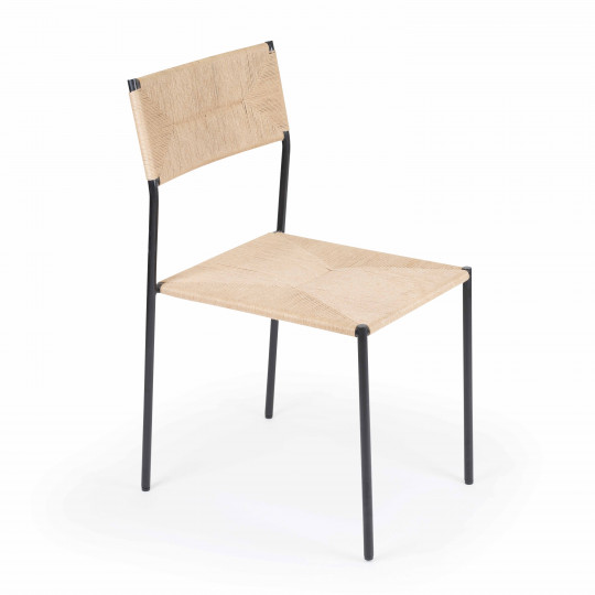 Lot de 6 chaises en sisal tressé et métal