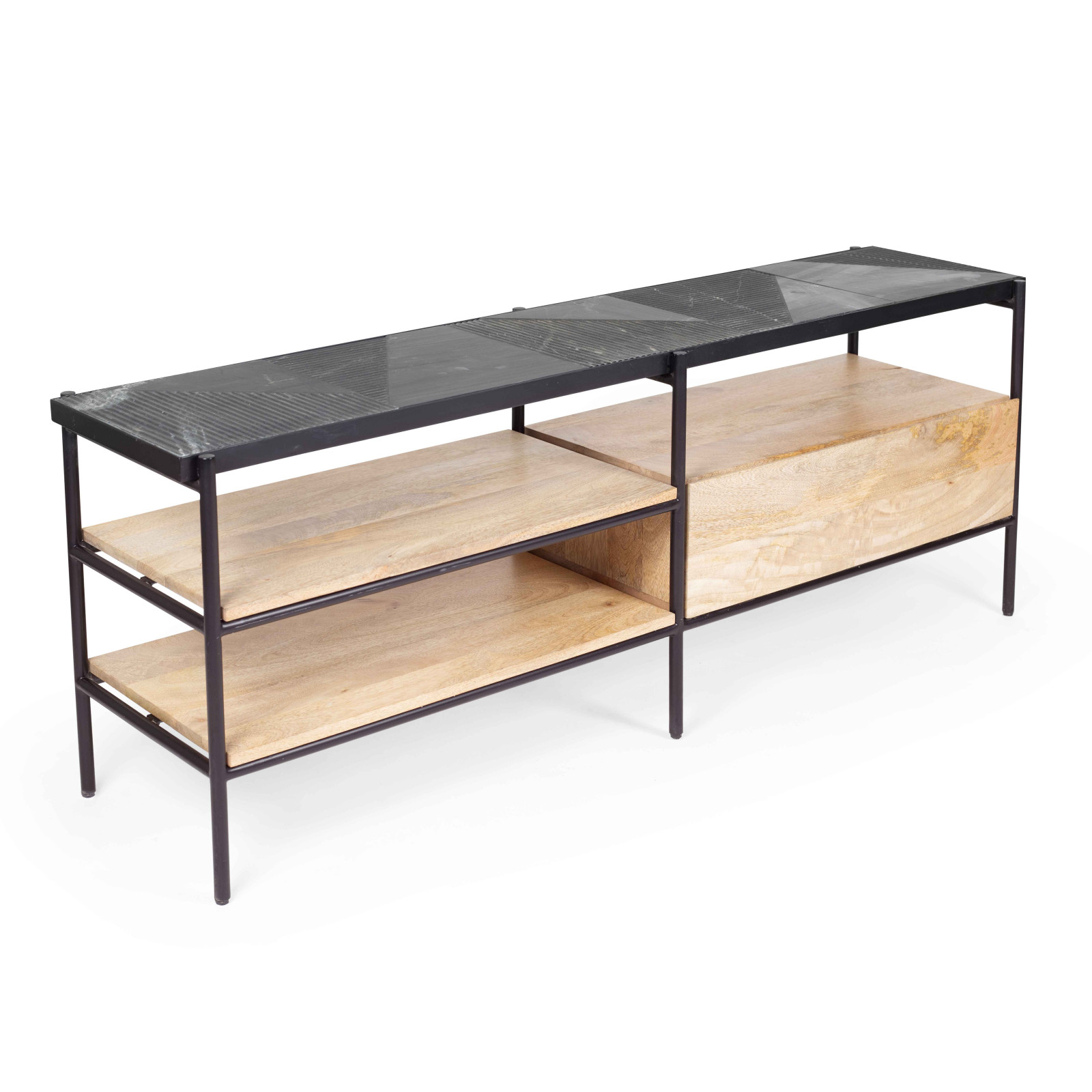 Meuble TV en marbre et manguier massif