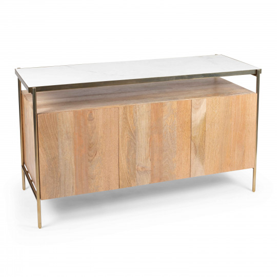 Buffet 3 portes en marbre et manguier