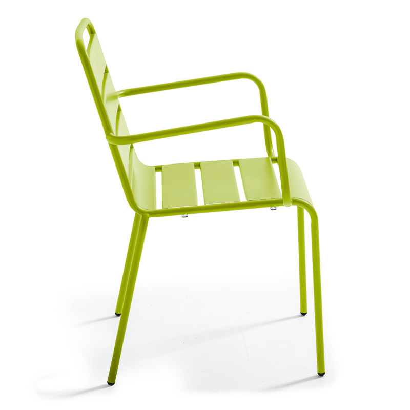 Chaise avec accoudoirs en métal