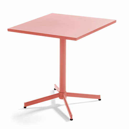 Table de jardin carrée plateau rabattable en métal 4 places | Oviala