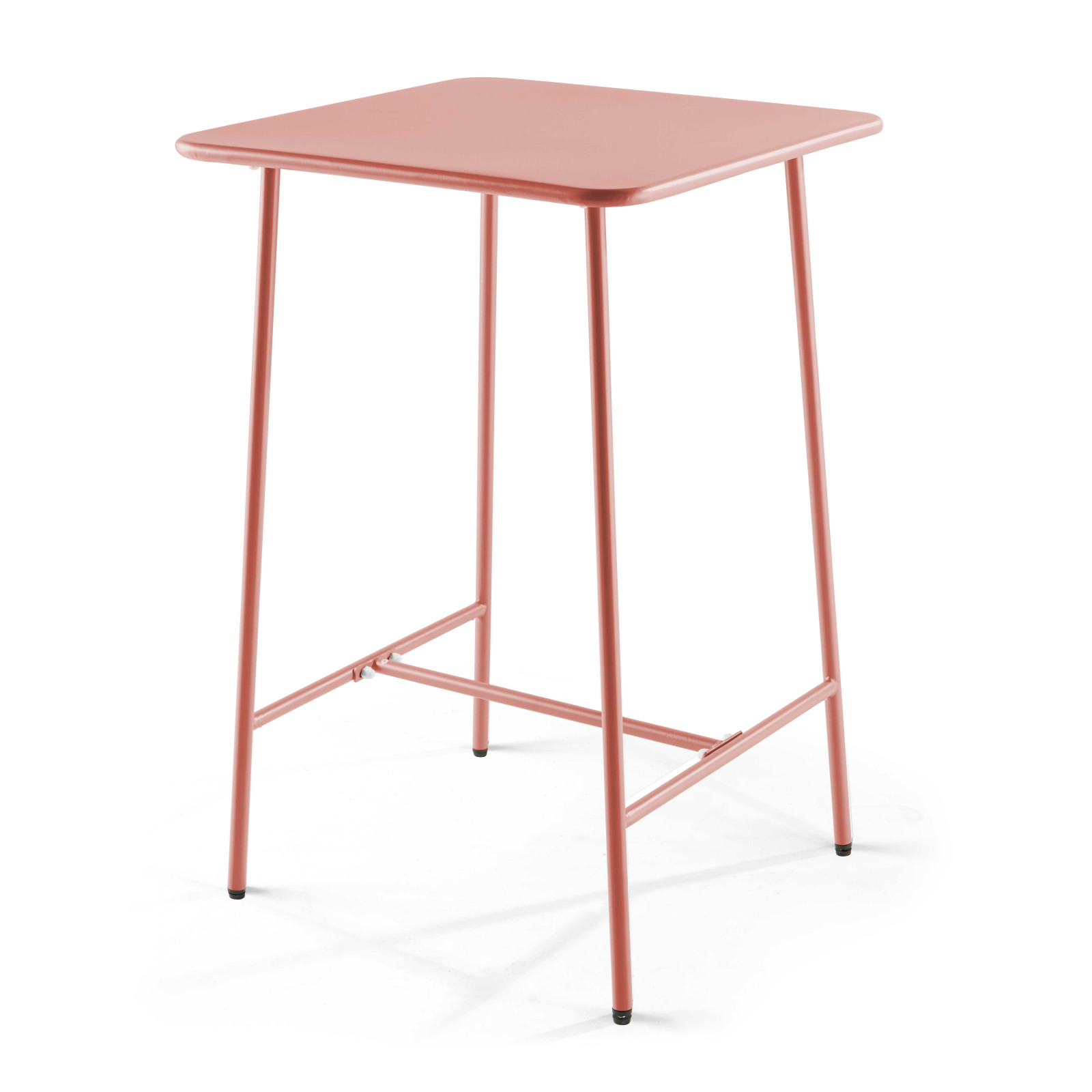 Table de bar haute 70 cm x 70 cm et 4 chaises hautes en métal