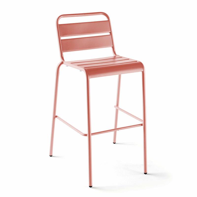Table de bar haute 70 cm x 70 cm et 4 chaises hautes en métal (4/7)