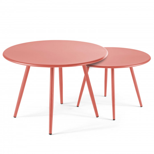 Tables gigognes de jardin rondes Ø50 x 34 cm et Ø40 x 29,5 cm