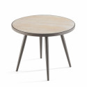 Table basse ronde avec plateau imitation bois