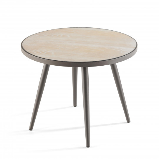Table basse en céramique effet bois ronde Ø45 cm | Oviala