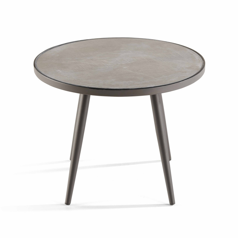 Table basse ronde avec plateau effet béton