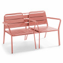 Salon de jardin 4 places en métal, avec 2 fauteuils et 1 banc