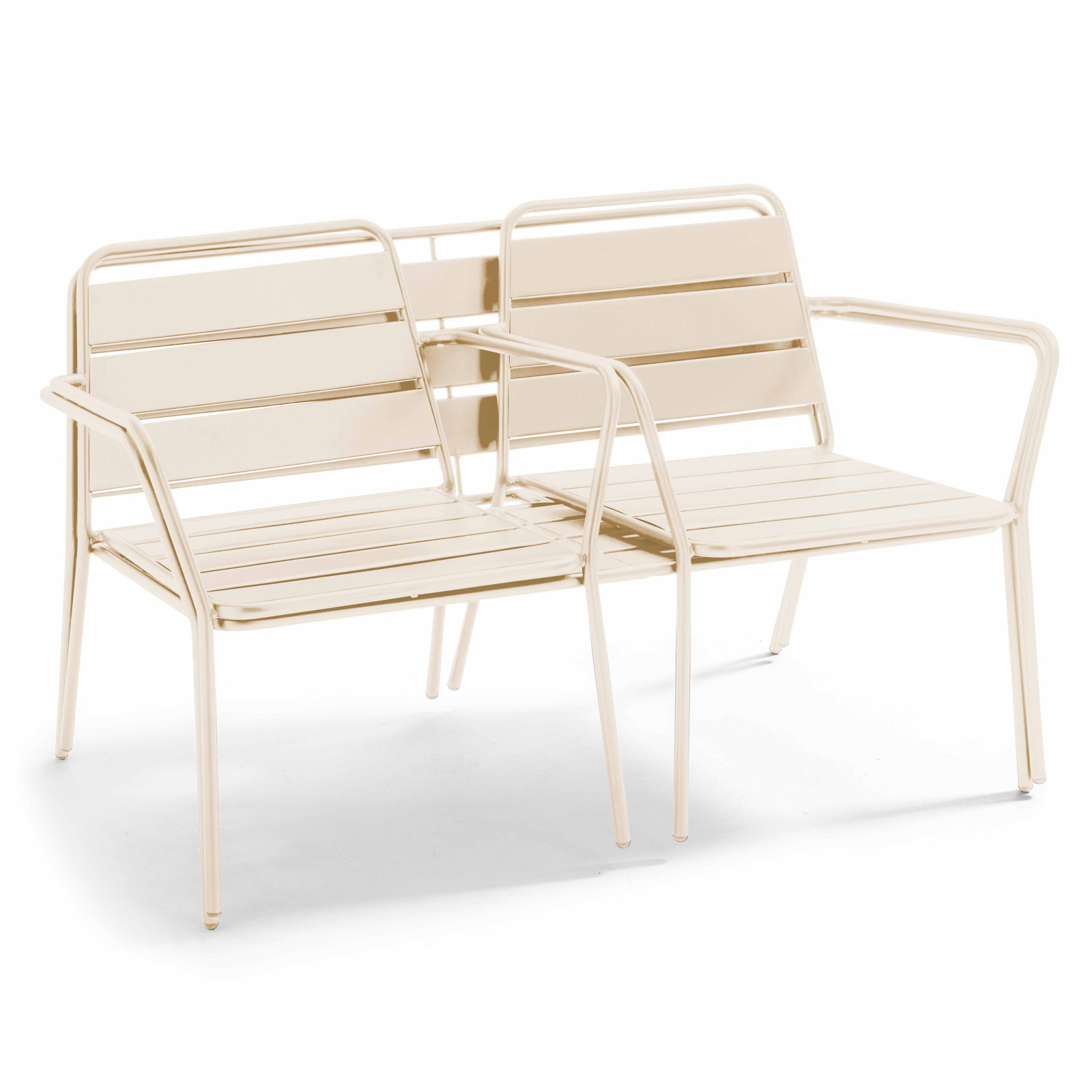 Salon de jardin 4 places en métal, avec 2 fauteuils et 1 banc