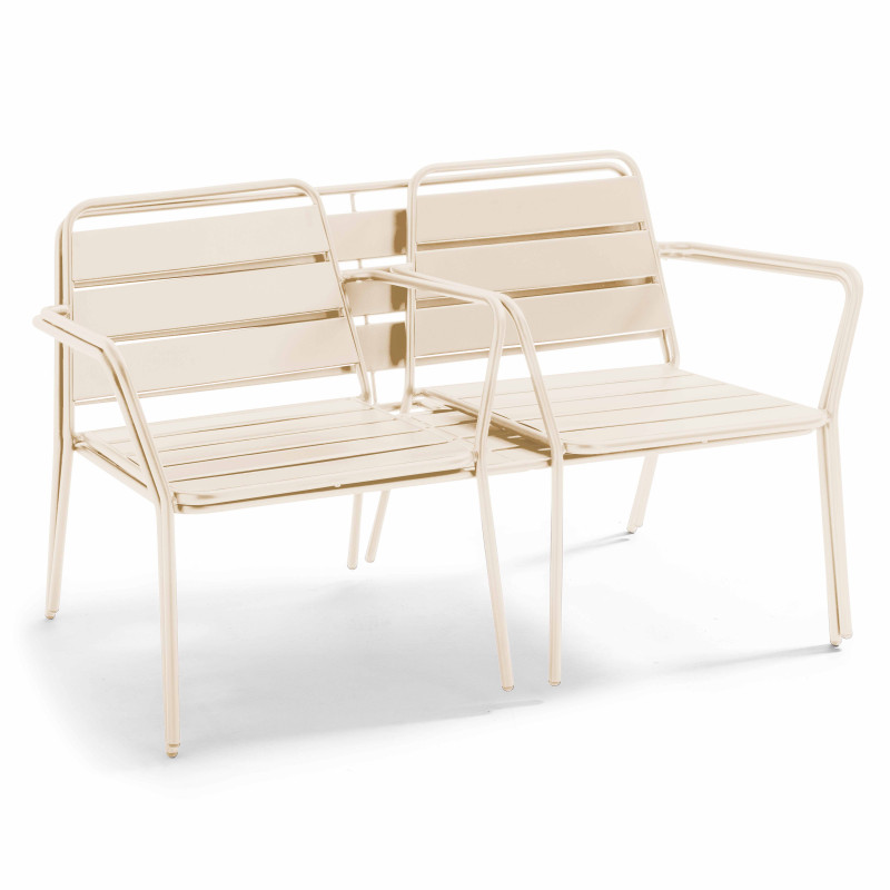 Salon de jardin 4 places en métal, avec 2 fauteuils et 1 banc (4/6)