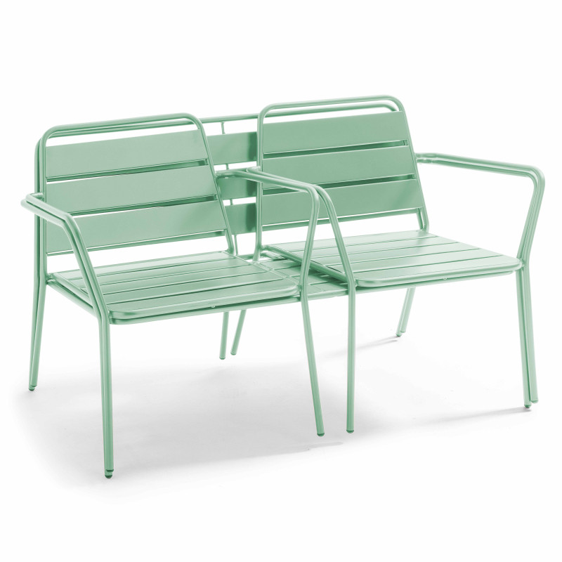 Salon de jardin 4 places en métal, avec 2 fauteuils et 1 banc (3/6)