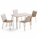 Table de jardin rectangulaire 120 x 70 cm et 4 chaises en métal