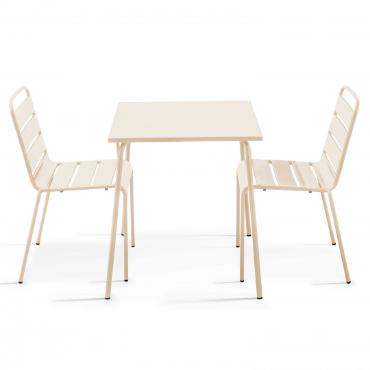 Table de jardin bistrot carrée en métal 70x70 cm et 2 chaises | Oviala
