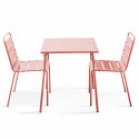 Table de jardin bistrot carrée 70 x 70 cm et 2 chaises en métal
