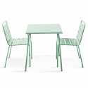 Table de jardin bistrot carrée 70 x 70 cm et 2 chaises en métal