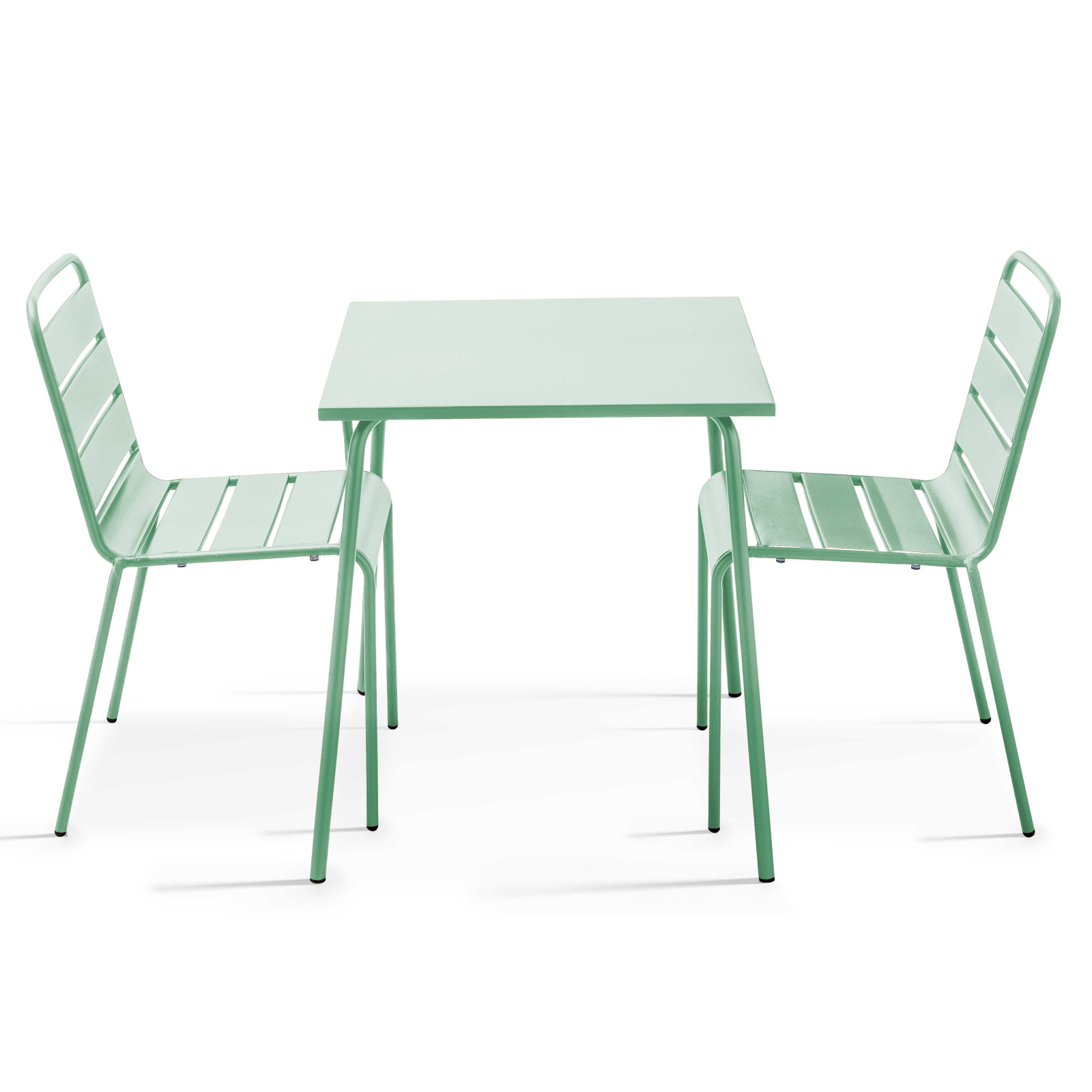 Table de jardin bistrot carrée 70 x 70 cm et 2 chaises en métal
