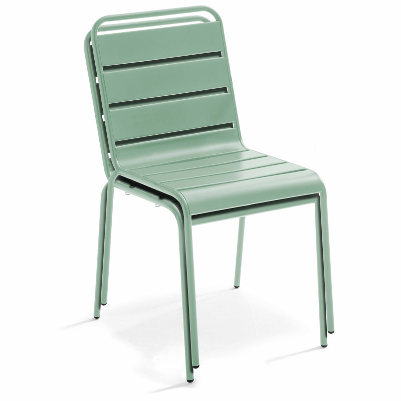 Table de jardin bistrot carrée 70 x 70 cm et 2 chaises en métal (2/6)