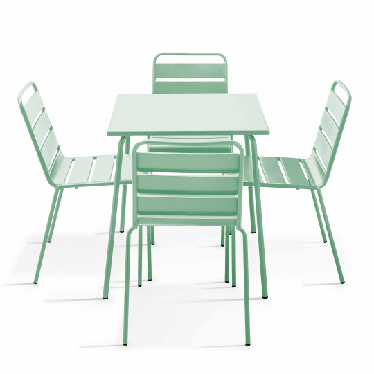 Table de jardin carrée en métal 70x70 cm et 4 chaises | Oviala