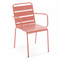 Ensemble table carrée (70 x 70 x 72 cm) et 4 chaises avec accoudoirs