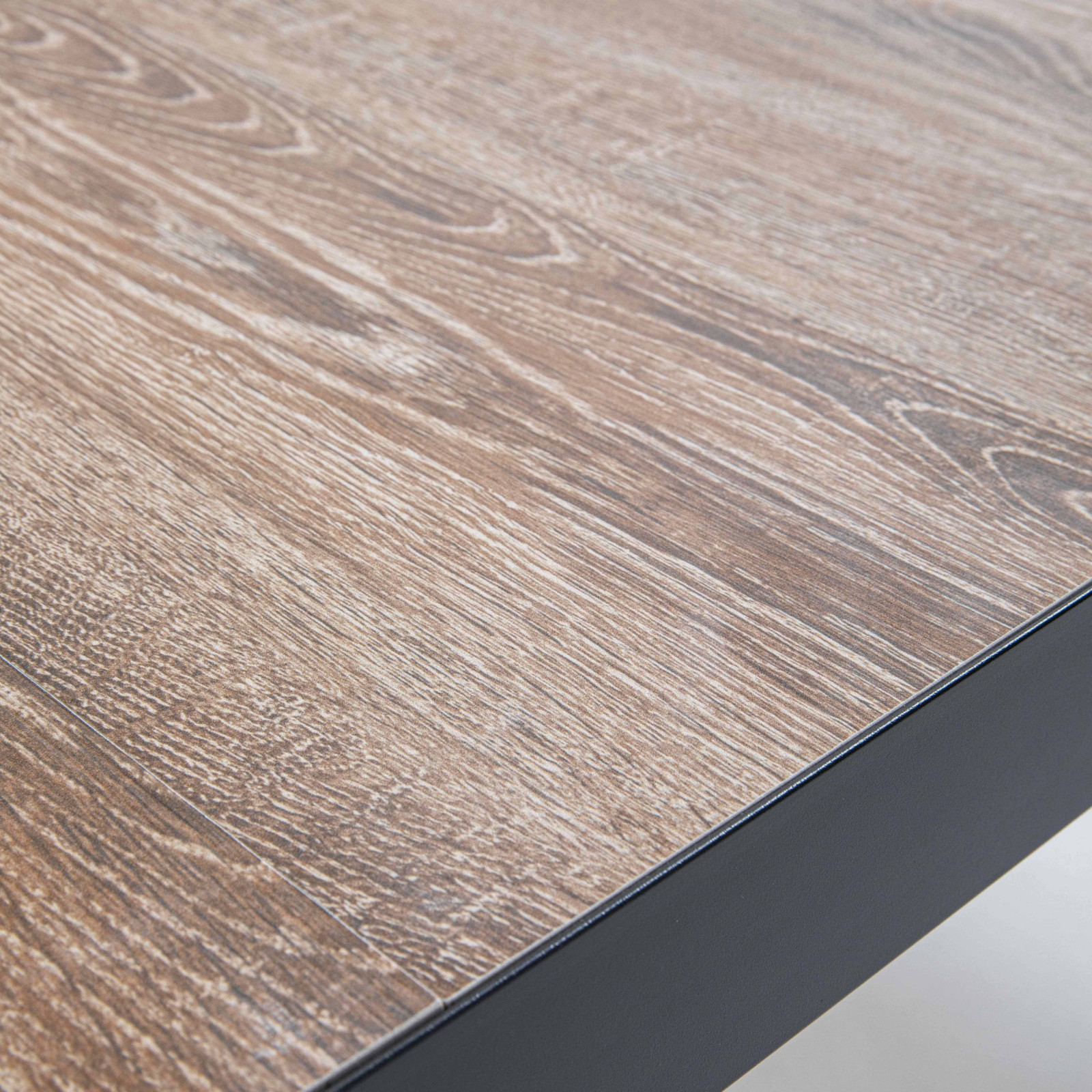 Table de jardin en aluminium et céramique effet bois (166 x 100 x 74,5 cm)