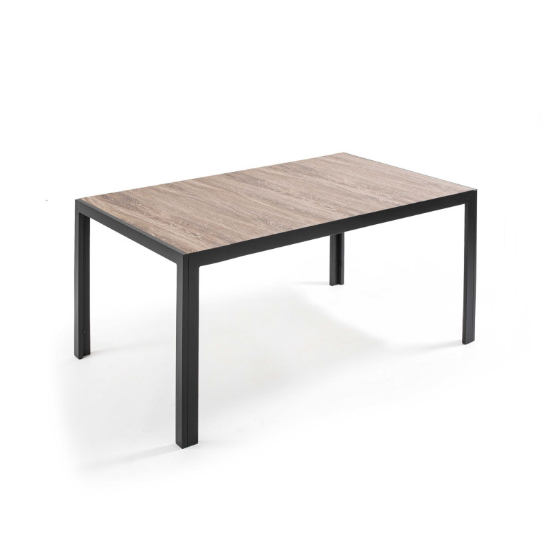 Table de jardin en aluminium et céramique effet bois (166 x 100 x 74,5 cm)