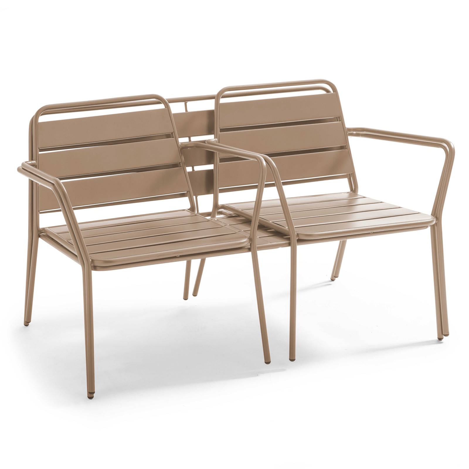 Salon de jardin 4 places en métal, 1 table basse, 2 fauteuils, 1 canapé