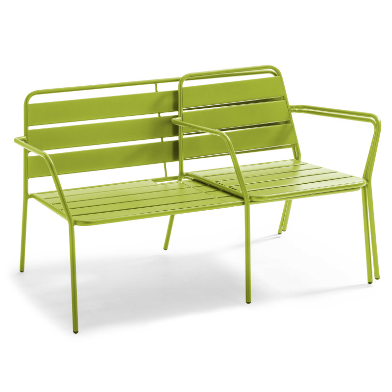 Salon de jardin 4 places en métal, avec 2 fauteuils et 1 banc