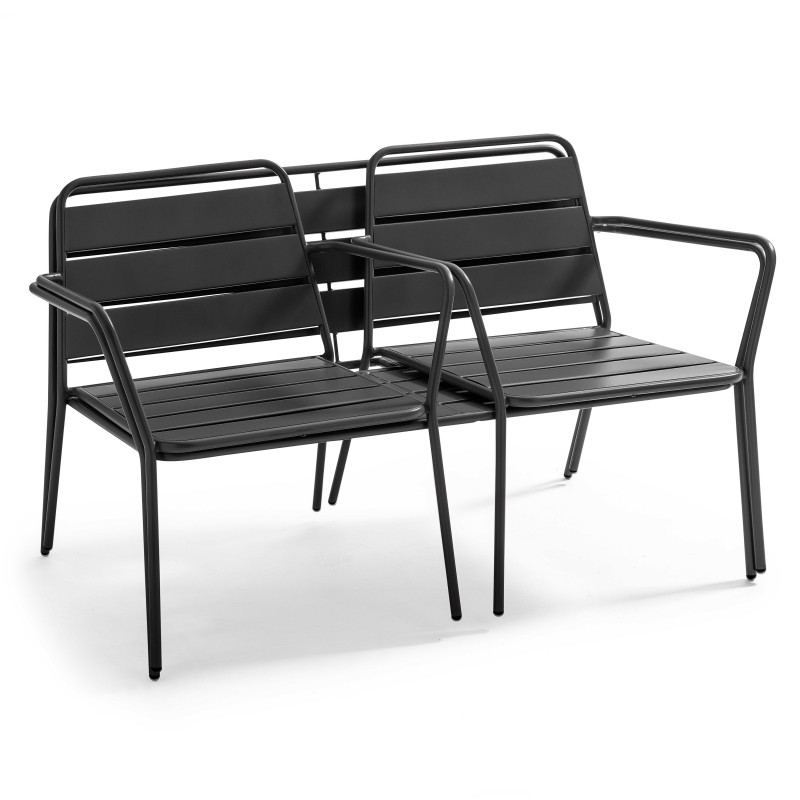 Salon de jardin 4 places en métal, avec 2 fauteuils et 1 banc (3/6)