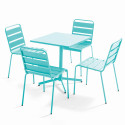 Table de jardin carrée inclinable 70 x 70 cm + 4 chaises en métal