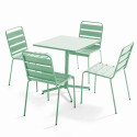 Table de jardin carrée inclinable 70 x 70 cm + 4 chaises en métal