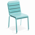 Table de jardin carrée inclinable 70 x 70 cm + 4 chaises en métal