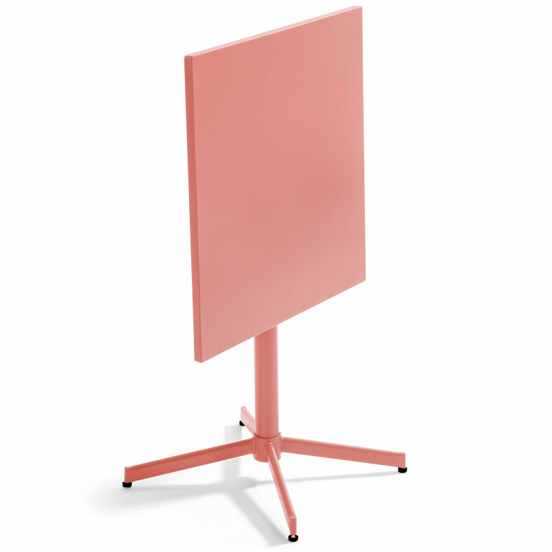 Table de jardin bistrot rabattable carrée 70 x 70 cm en métal et 2 chaises avec accoudoirs