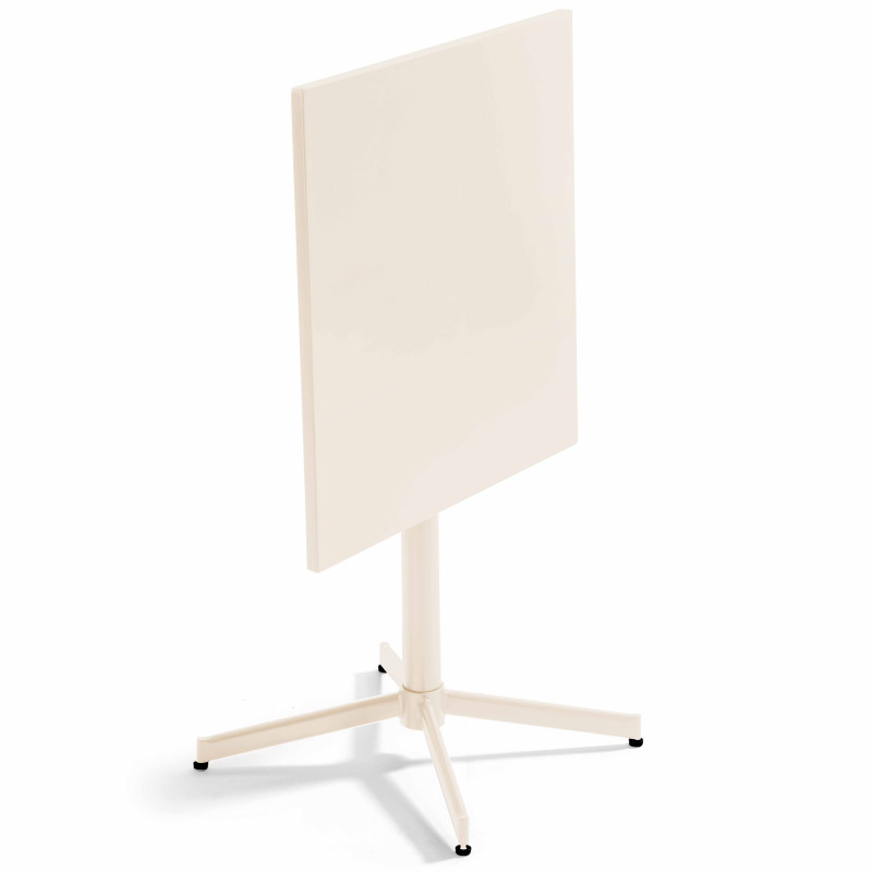 Table de jardin bistrot rabattable carrée 70 x 70 cm en métal et 2 chaises avec accoudoirs