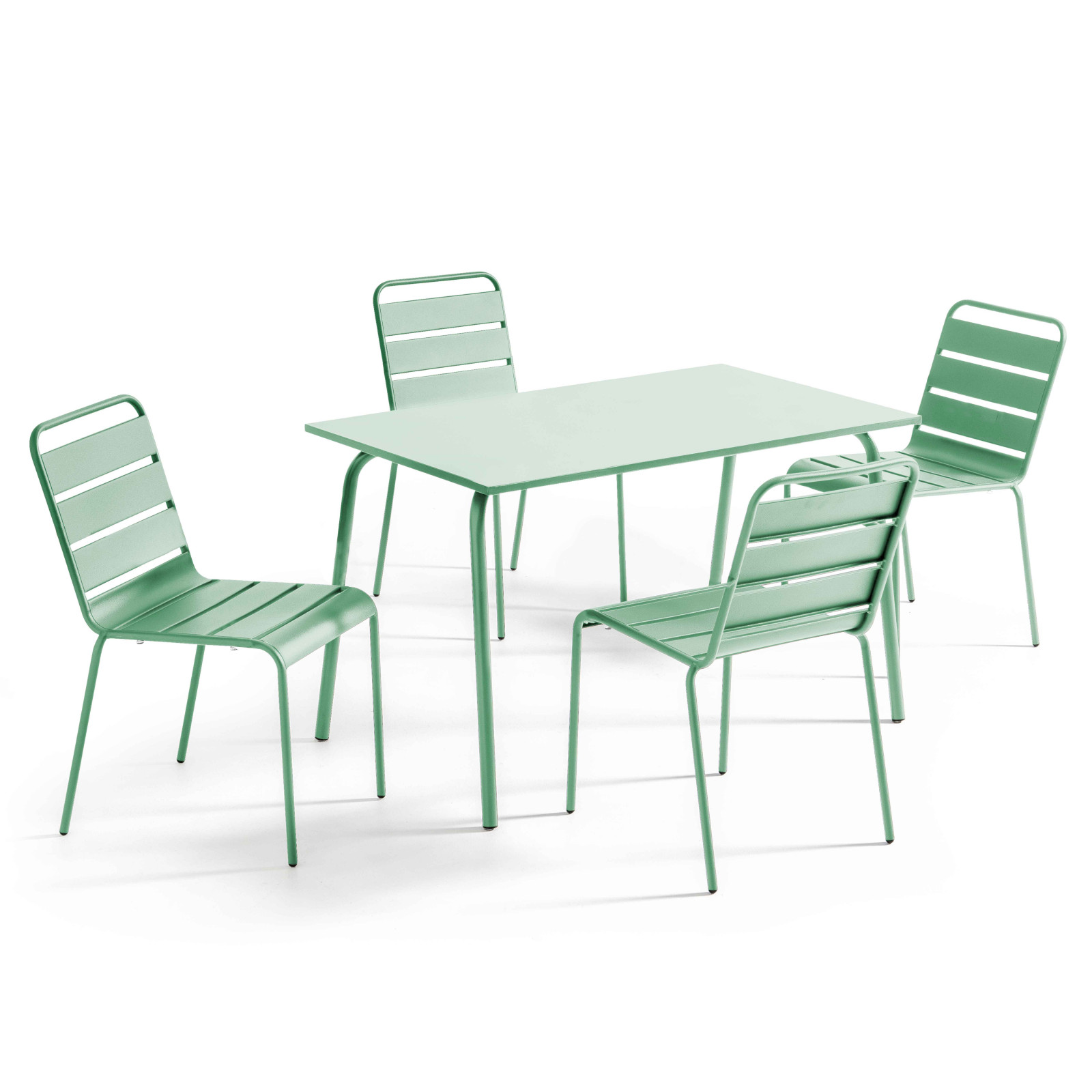 Table de jardin rectangulaire 120 x 70 cm et 4 chaises en métal