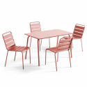 Table de jardin rectangulaire 120 x 70 cm et 4 chaises en métal