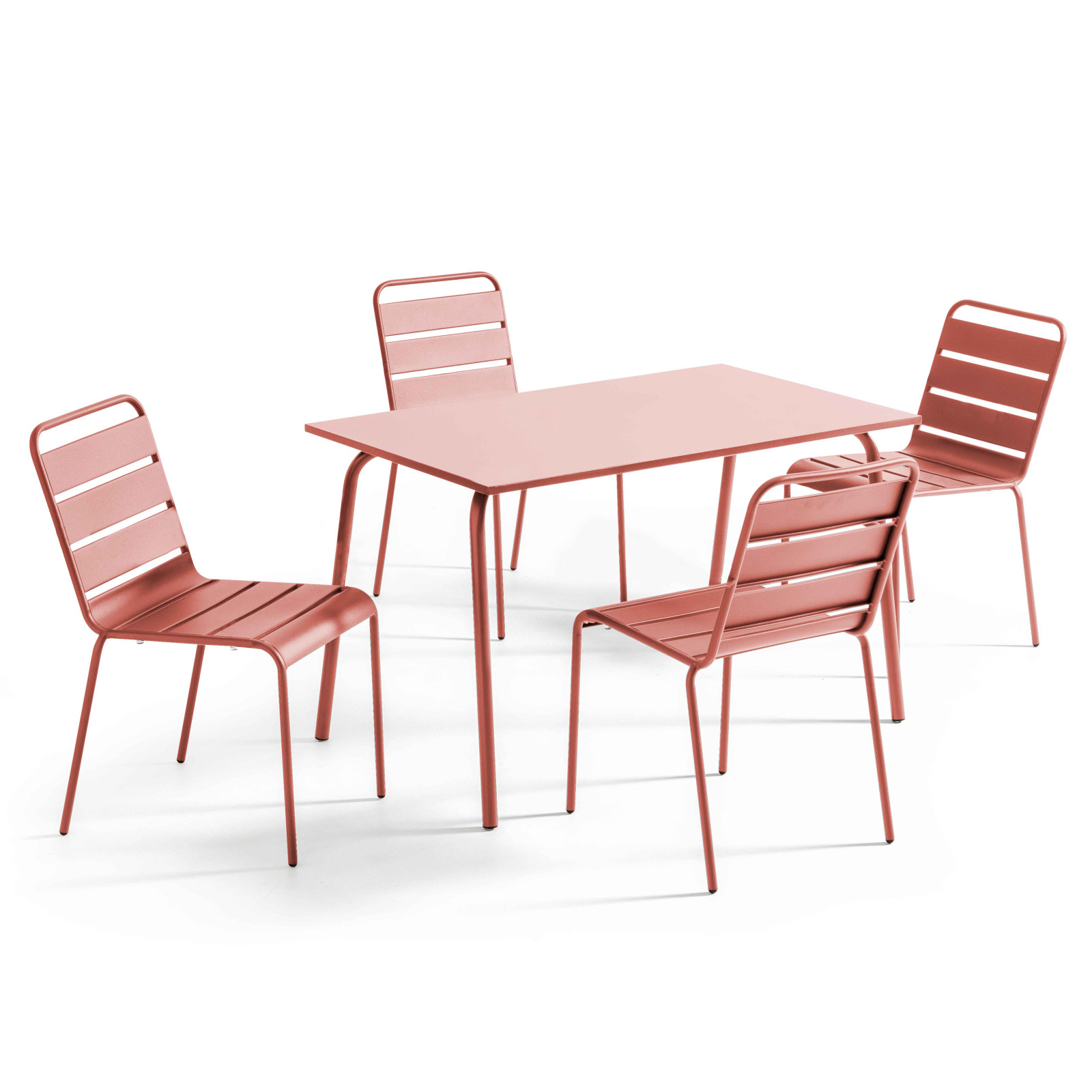 Table de jardin rectangulaire 120 x 70 cm et 4 chaises en métal