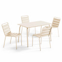 Table de jardin rectangulaire 120 x 70 cm et 4 chaises en métal