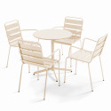 Table de jardin bistrot rabattable ⌀70 x 72 cm et 4 chaises avec accoudoirs en métal