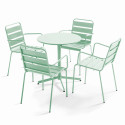 Table de jardin bistrot rabattable ⌀70 x 72 cm et 4 chaises avec accoudoirs en métal