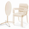 Table de jardin bistrot rabattable ⌀70 x 72 cm et 4 chaises avec accoudoirs en métal