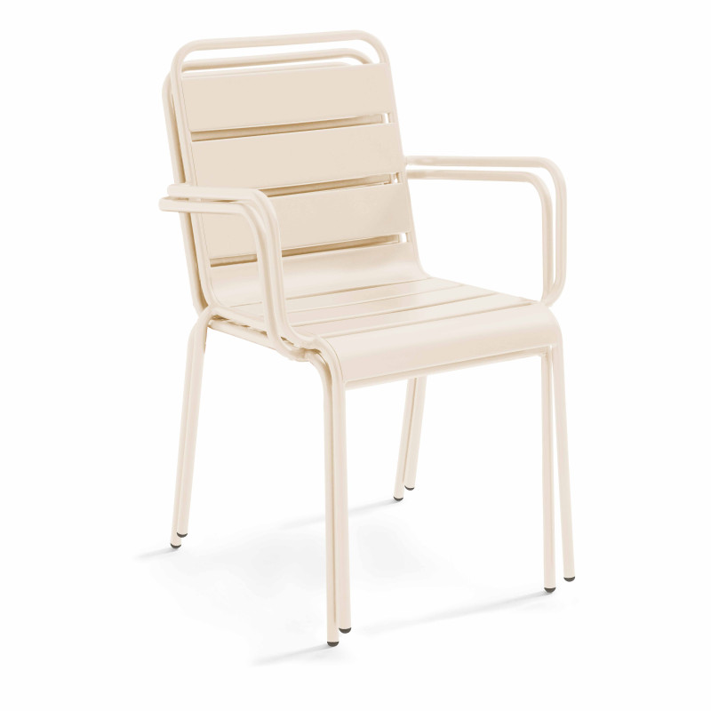 Table de jardin bistrot rabattable ⌀70 x 72 cm et 4 chaises avec accoudoirs en métal (6/7)