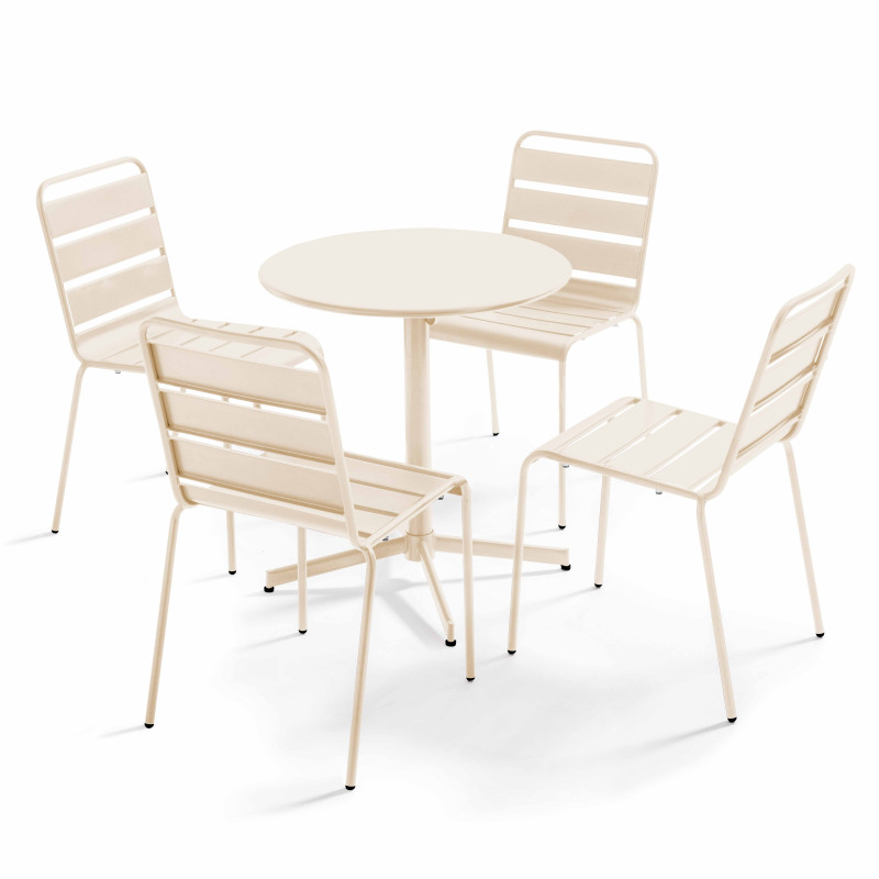 Table de jardin ronde inclinable Ø70 x 72 cm + 4 chaises