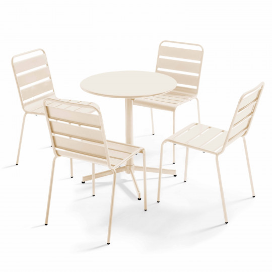 Table de jardin ronde inclinable Ø70 x 72 cm + 4 chaises