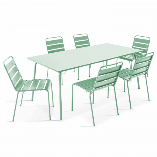 Table de jardin rectangulaire + 6 chaises en métal anti U.V | Oviala