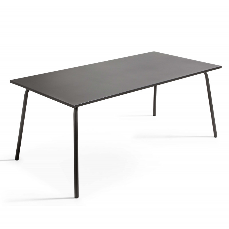 Table de jardin rectangulaire 180 x 90 cm et 6 chaises avec accoudoirs en métal